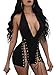 TOB Women's Summer Sexy Backless Lace Up Halter Bodycon Jumpsuit Club Romper Black