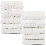 MUKIN Baby Washcloths - Natural Cotton Baby Wipes - Soft Newborn Baby Face Towel for Sensitive Skin- Baby Registry as Shower,