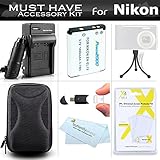 Must Have Accessory Kit for Nikon Coolpix S3700, S2800, S2900, S33, S7000, S6900, S4300, S6500, S3200, S6800, S3600, A300, W100 Digital Camera Includes Replacement EN-EL19 Battery + Charger + Case ++