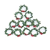 Factory Direct Craft 12 Miniature Artificial Holly Wreaths for Christmas Decor and Crafting