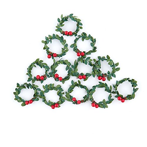 Factory Direct Craft 12 Miniature Artificial Holly Wreaths for Christmas Decor and Crafting