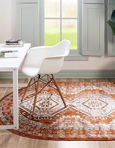 Unique Loom Charlotte Collection Area Rug - Quail (5' 3" x 8' Oval Terracotta/L…