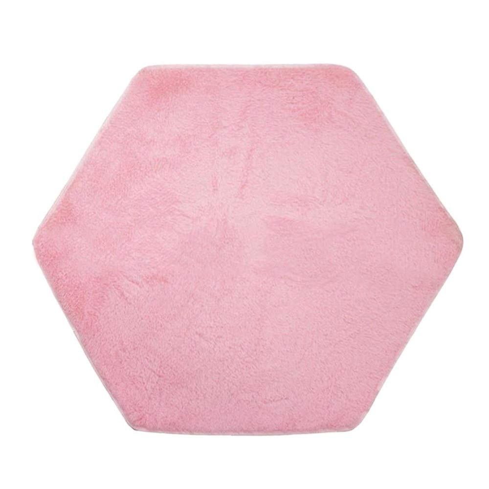 Jroyseter Pink Hexagonal Soft Tent Carpet Rug Pad Children's Baby Game Kids Climbing Play Princess Tents Mat Plush Indoor Bedroom Cushion for Home Living Room (1.2 x 1.4 m)