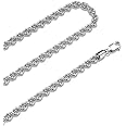 Waitsoul 925 Sterling Silver Rope Chain Lobster Clasp 2.5mm Silver Chain for Men Women Silver Necklace Chain 16-30 Inches