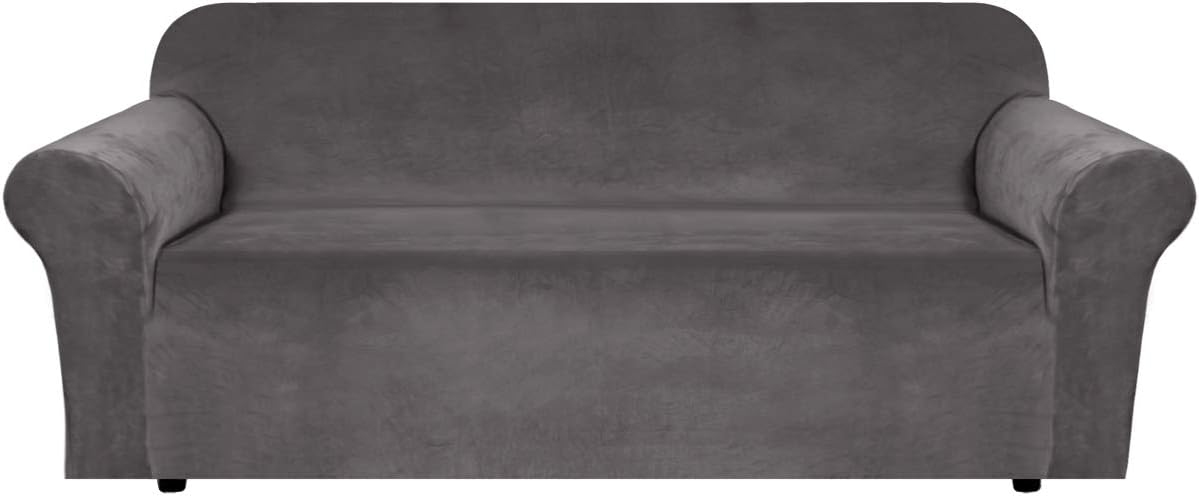 Slipcovers - H.VERSAILTEX Stretch Velvet Sofa Covers for 3 Cushion Couch Covers Sofa Slipcovers Furniture Protector Soft with Non Slip Elastic Bottom, Crafted from Thick Comfy Rich Velour (Sofa 72