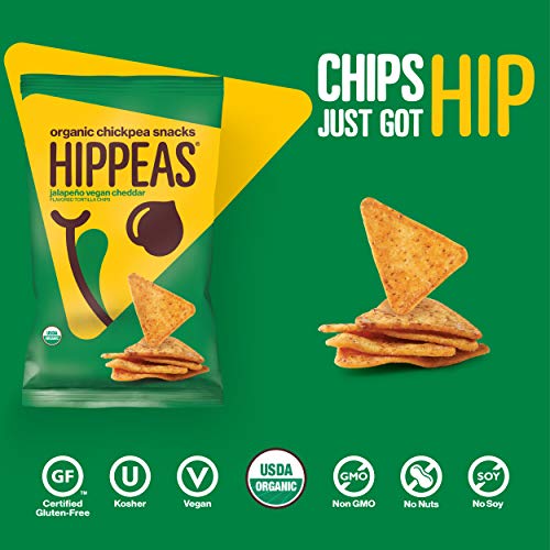 New HIPPEAS Organic Chickpea Tortilla Chips + Jalapeno Vegan Cheddar