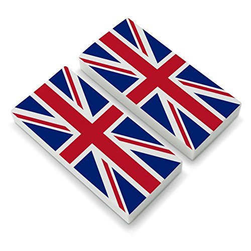 United Kingdom Great Britain Union Jack Country Flag Eraser Set of 2