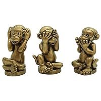 Chinese Fengshui Handmade Resin See Hear Speak No Evil Monkey Figurines Home Decorative