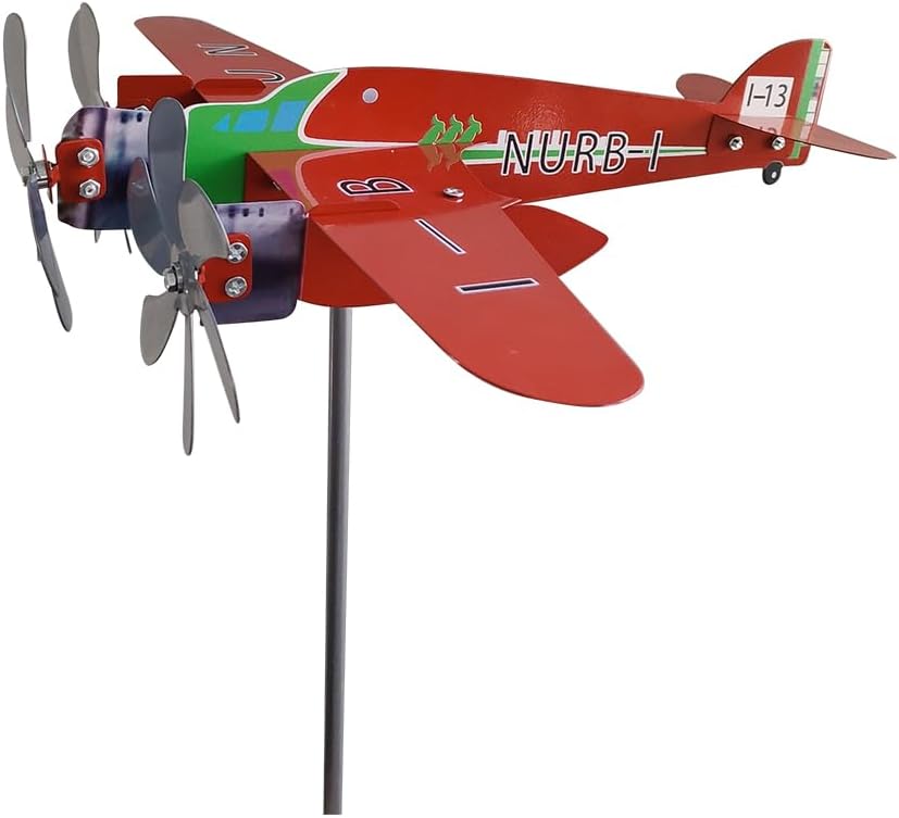 Weathervanes - SDFRT Red Airplane Weathervane, Kinetic Metal Wind Spinners for Yard and Garden, 3D Kinetic Wind Spinner Wind Catchers Sculpture, Airplane Weathervane Metal Wind Spinner