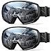OutdoorMaster Kids Ski Goggles, Snowboard Goggles - Snow Goggles for Kids,Youth with Anti-Fog 100% UV Protection Spherical Lens - (2 Pack) Black/Grey (VLT 10%)