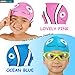 Kids Swim Cap, Pack of 2, Silicone Toddler Swim Caps for Boys and Girls, Fun Design Waterproof Junior Swimming Cap Pink and Blue Age 3-12 (Minnow)