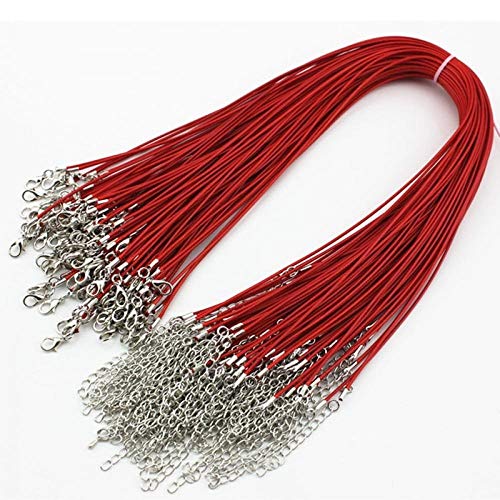 ORYOUGO50PCS Red Imitation Leather Cord Necklace Cord Bulk with Lobster Clasp, DIY Jewelry Cord & Necklace Making Cord
