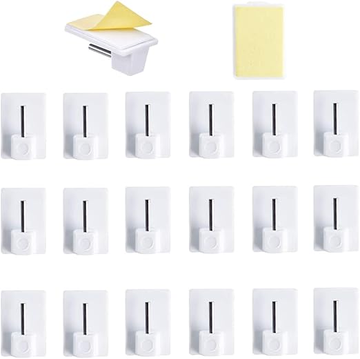 HO2NLE 20Pcs Self Adhesive Hooks Net Curtain Hooks for UPVC Window