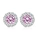 Bamoer Cubic Zirconia Platinum Plated Flower Design Round Stud Earrings