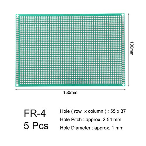 uxcell 10x15cm Single Sided Universal Printed Circuit Board for DIY Soldering 5pcs