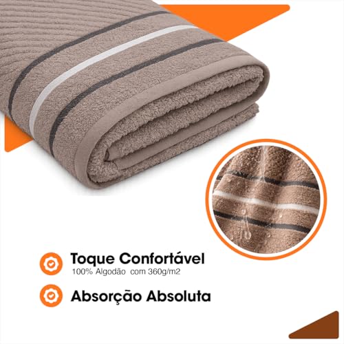 Toalha Banho Gigante Algodão Luxo Macia Alta Absorção Felpuda Premium Fio Penteado Hotel Spa Cor Taupe