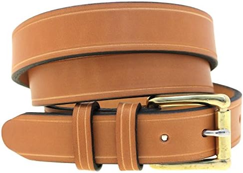 1 1/4 Light Brown English Bridle Leather Belt Saddle Groove Nickel-Free Size 36