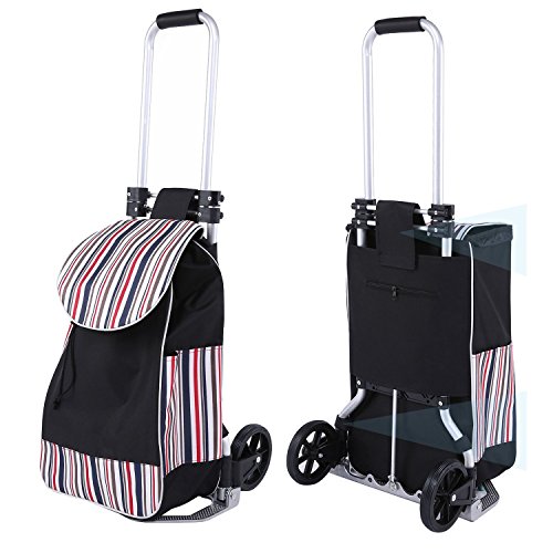 Kaluo Rolling Utility/Shopping Cart, Folding Climbing Cart Waterproof Grocery Laundry with Big Bag 35 L Weight Capacity 180 lbs