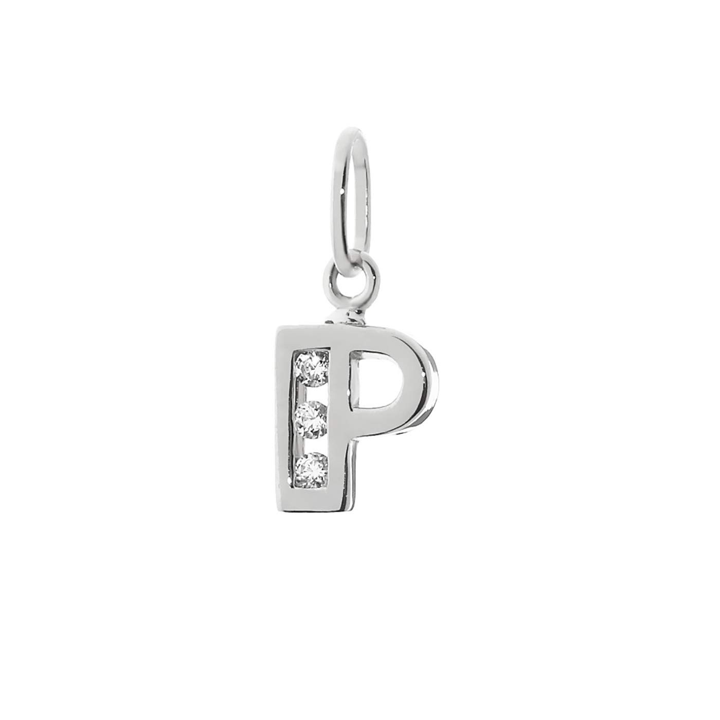 NKlaus letter P small pendant 925 sterling silver 8mm alphabet zirconia 9188