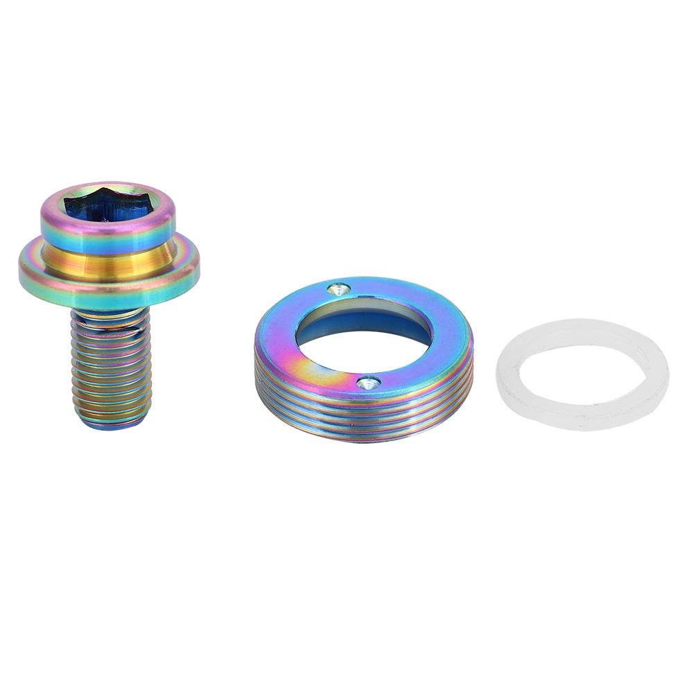 Button Pan Head Key Screw, M8*15mm Mountain Road Bike Crank Bottom Bracket BB Axle Screws Kit Hex Crank Arm Fixing with Dust & Washer (Rainbow)