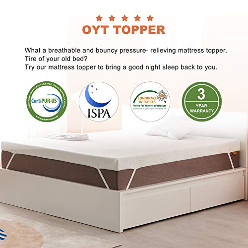 OYT King Size Mattress Topper,2 Inch Gel Memory Foam Mattress Topper