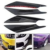 Hanperal 4pcs Car Carbon Fiber Color Front Bumper Splitter Fins Body Spoiler, Front Bumper Fins Lip Trim