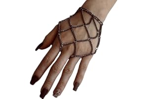 Bethynas Boho Tassel Bracelet with Slave Finger Ring Gypsy Ring Hand Harness Punk Gothic Hand Chain Goth Accessory for Women (Black)