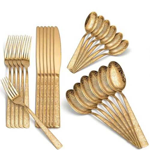 ZERIFAM Cutlery Set, 24 Piece Flatware Set, Food Grade Stainless Steel Flatware Sets, Mirror Finished Utensil Sets for Home Restaurant, Dishwasher Safe, Rust Resistant, Restaurants and Home Use