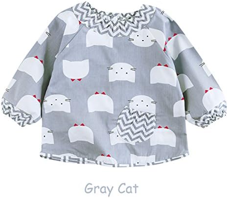 PPTree Long Baby Waterproof Sleeved Bibs Outer Cotton Waterproof Inside for 6-36 Months Infants