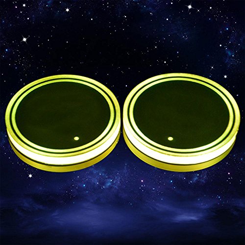 niceeshop LED Car Cup Holder Lights, (TM) 2PCS Waterproof Bottle Drink Coaster Mat Pad Built-in Light & Vibration Sensor USB Rechargeable Light for Car/SUV/Truck/Boat, 8 Colors