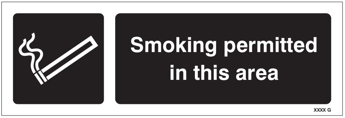 Smoking permitted in this area Self Adhesive Vinyl Sign