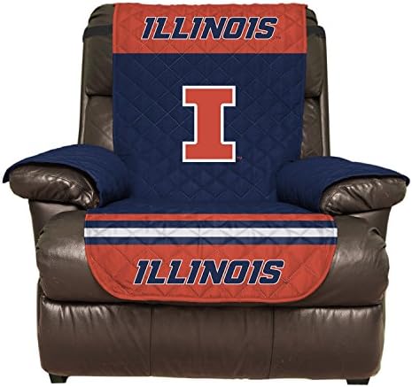 Deluxe Home Reversible Couch Cover - College Team Sofa Slipcover Set/Furniture Protector - NCAA Officially Licensed (Recliner, University of Illinois Fighting Illini)