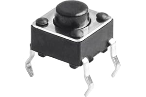 QTEATAK 120 Pcs 6 x 6mm x 5mm Momentary Tactile Tact Push Button Switch for PCB 4 Pin DIP Black