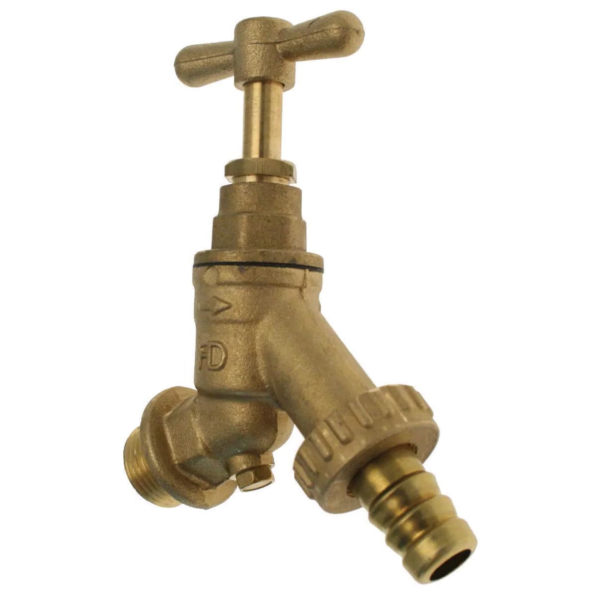 PlumbEZ WRAS 1/2" BSP Brass Garden Tap, BS1010 Compliant Outside Tap, Durable Cold or Hot Outdoor Bib Tap for Garden Use (Garden Tap with Double Check Valve)