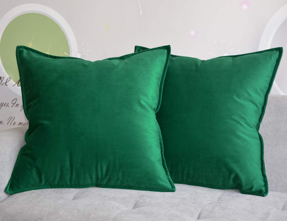 Lutanky Velvet Cushion Covers (Pack of 2) Decorative Square Throw Pillow Case Soft Flanges Cushion Cover for Sofa Bedroom Photography Prop Turquoise 45cm x 45cm
