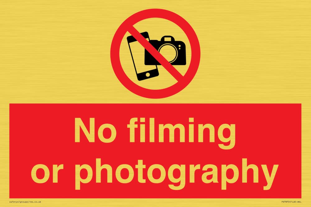 No filming or photography Sign - 300x200mm - A4L
