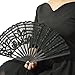 Metable Folding Fan Handmade Cotton Lace Embroidered with Bamboo Frame Women Hand Held Fans for Cosplay Dancing Props Wedding Gift(Black)