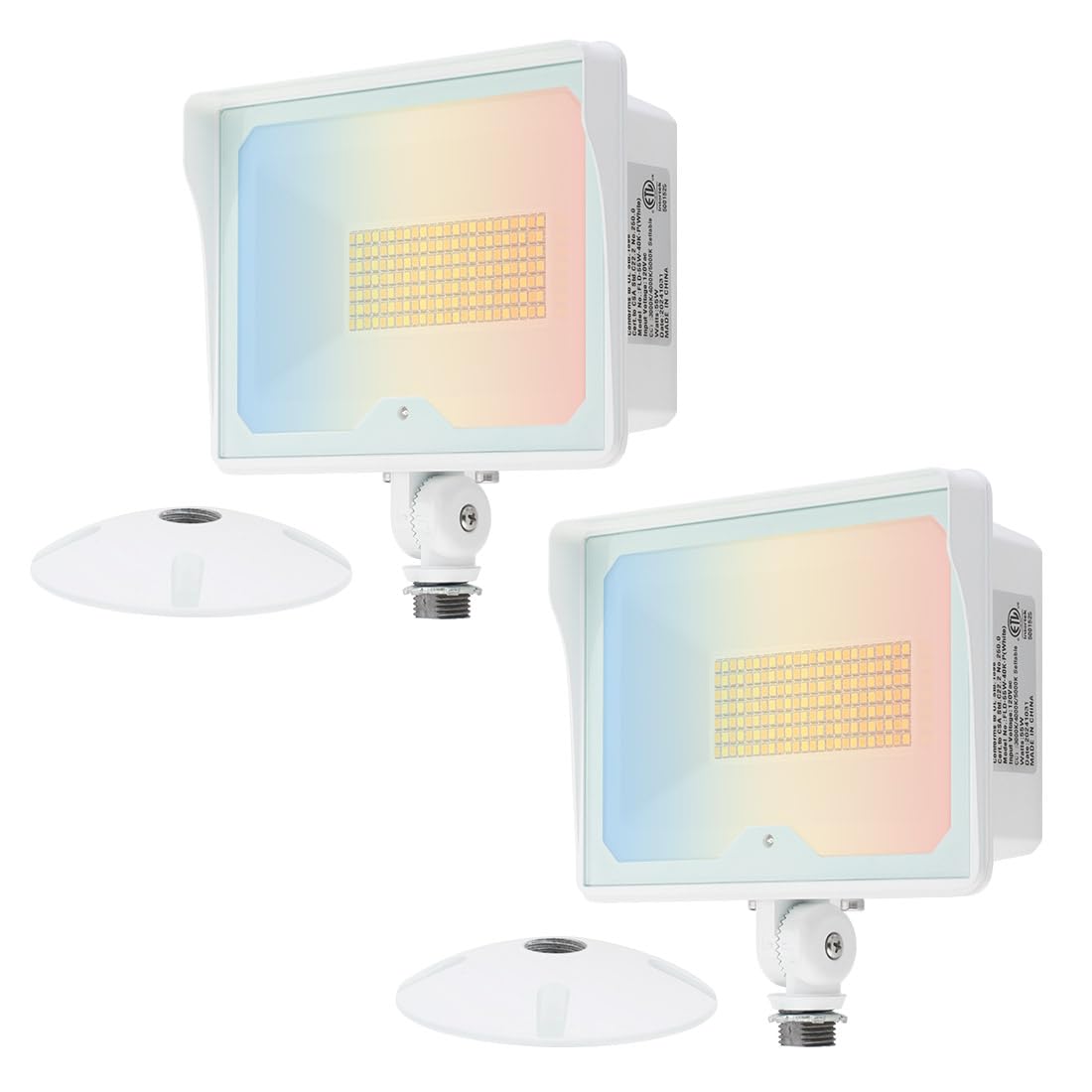 Photo 1 of kadision 55W White LED Flood Light with Dusk-to-Dawn Photocell, 3000K/4000K/5000K Selectable, 120V 6600lm IP65 Waterproof Knuckle Mount Outdoor Security Lights, ETL Listed 2-Pack