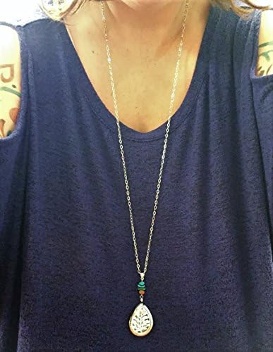 Turquoise &amp; Cedar Magnetic Diffuser Locket for Essential Oils - Diffuser Jewelry - Aromatherapy Jewelry