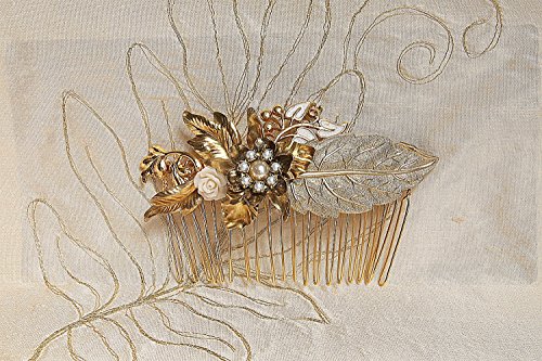 Bridal Hair Comb Pearls Vintage Wedding Hair Comb Flower Vintage