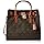 Michael Kors Womens Textured Signature Tote Handbag Brown Large