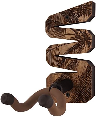 Guitar Hanger - Laser cut & engraved guitar hanger - New on Amazon - Great for all Guitars! Solid maple or walnut wood and a beautiful engraved design! Made in USA ZZ - Peace - Walnut