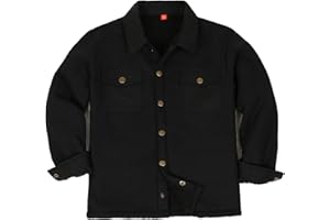 ZENTHACE Toddlers and Kids Boys Girls Sherpa Lined Snap Flannel Shirt Jacket,Cozy Plaid Shacket (Gender-Neutral)