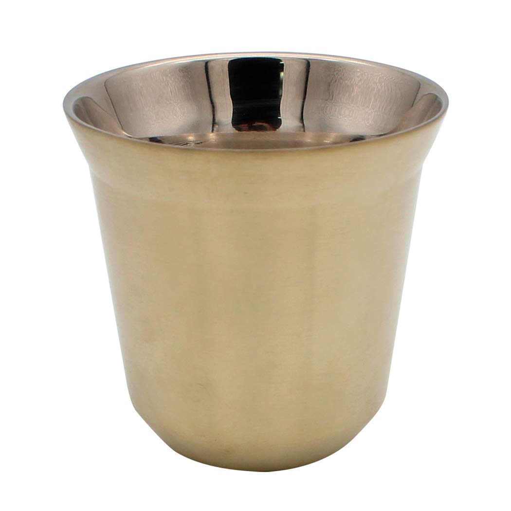 Dianoo Coffee Cup Espresso Cups Stainless Steel Double Wall Thermally Insulated Capsule Light Gold