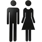 RJWKAZ 7.8" Premium Bathroom Sign Acrylic Adhesive Backed Men's and Women's Toilet Sign (Black)