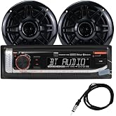 Dual Electronics MXP152B Marine Stereo Bluetooth w/ 6.5" Speakers &amp; Antenna | Complete boat audio kit, two 6.5" marine speakers &amp; antenna included, AM/FM receiver, USB with 2.1A charging, black finish
