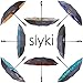 slyki Inverted Umbrella Artistic and Limited Edition Designs-Double Layered Reverse Colorful Rain Umbrella – Durable Inside Out Waterproof and Windproof No Drip Protection with A Dry Sleeve Case