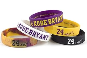 FANWENFENG Basketball Kobe Inspirational Signature Wristbands Sport Silicone Bracelet 5 Pcs