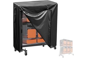 Gicov Folding Chair Rack Cover Waterproof Metal Chair Rack Cover with Side Access & Vent Mesh Dust Protection for Outdoor Folding Chair Storage, Easy Clean & Foldable (Black, 75"L x 37"W x 80"H)