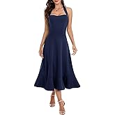 DRESSTELLS Women's Halter Cocktail Dresses 2025 Wedding Guest Formal Prom Bridesmaid Tea Length Split Ruffle Summer Dress